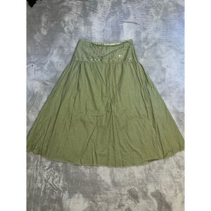 Women's Whimsy Sage Green A-Line Skirt with Silver Sequins, Size L